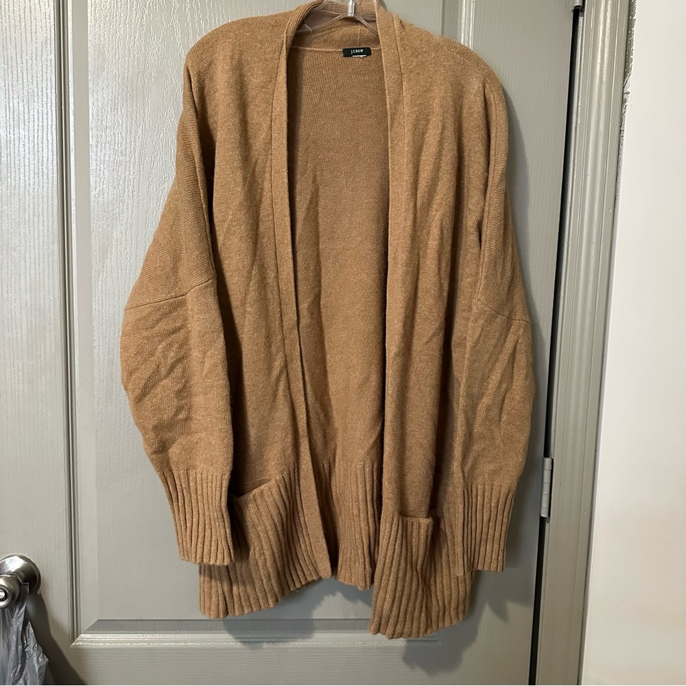 J. Crew Women’s Tan Neutral Cardigan Sweater Minimalist Casual XL Minimalist
